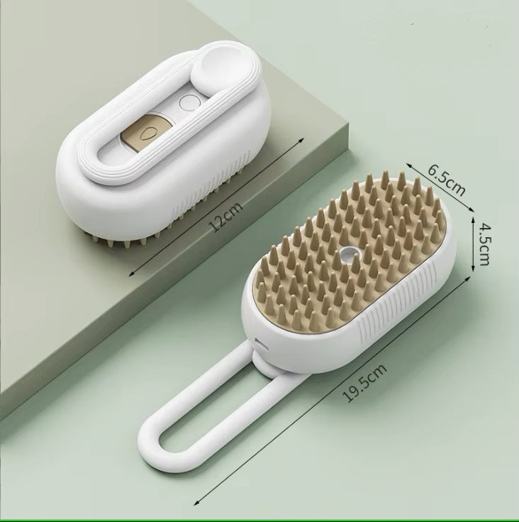 Electric Pet Comb for Cats & Dogs: 1-Touch Spray, Hair Removal & Massage Brush