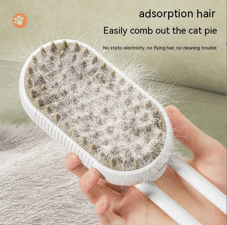 Electric Pet Comb for Cats & Dogs: 1-Touch Spray, Hair Removal & Massage Brush