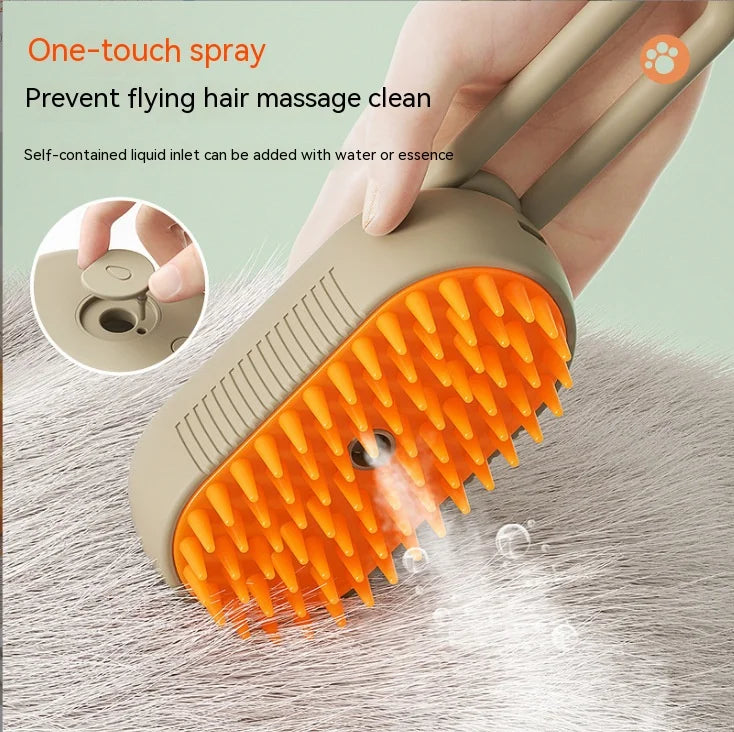 Electric Pet Comb for Cats & Dogs: 1-Touch Spray, Hair Removal & Massage Brush